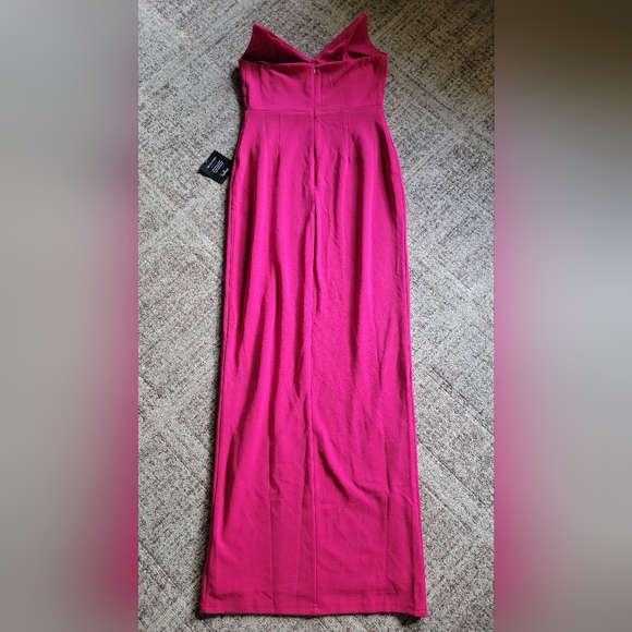 NWT Lulus Sensational Beauty Dark Pink Strapless Maxi Dress High Slit Medium - Picture 8 of 13